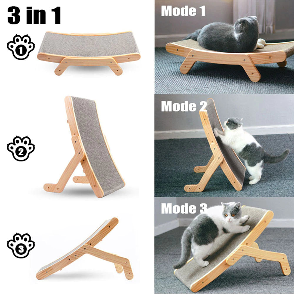 3WAY木製の猫用爪とぎ